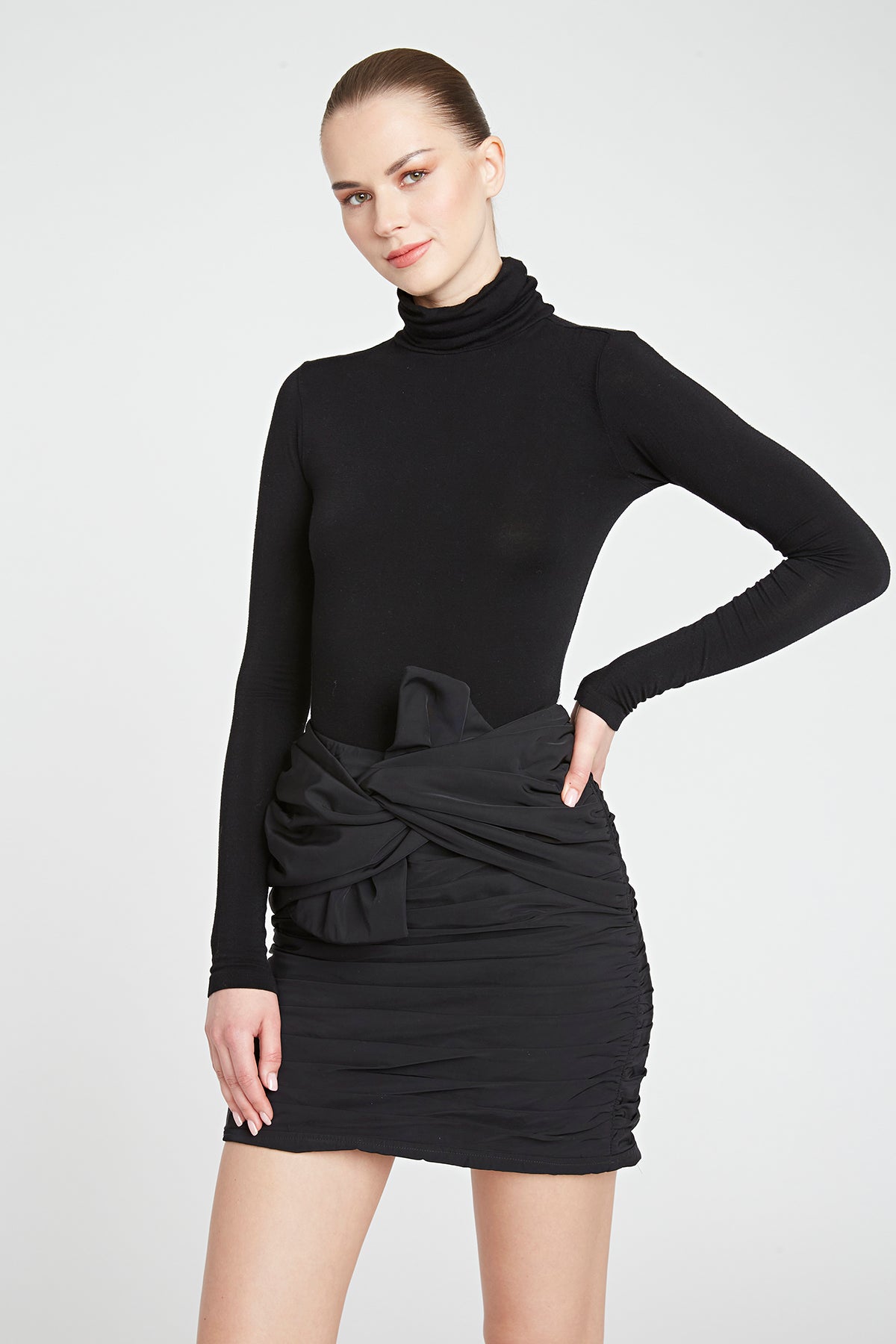 AMUR - Kehlani Tie Skirt - Black